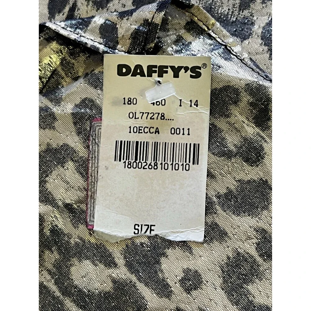 Vintage Oscar de la Renta Leopard Metallic Gold Black 56” Square Original Tag